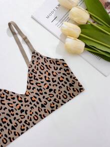 Bare Chapter Women's Leopard Print Wireless Bra, Cheetah Print Top