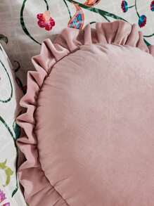 Joivida 1pc Solid Color Round Ruffled Decorative Throw Pillow, Suitable For Living Room Sofa, Bedroom Headboard , Rama Comfort Home, Party Use, B&B Decor, Housewarming Gift, Back To School Use