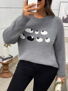 SHEIN LUNE Plus Size Simple & Fashionable Casual Everyday Pullover Sweater, For Winter Knit Pullover Fall Outfit