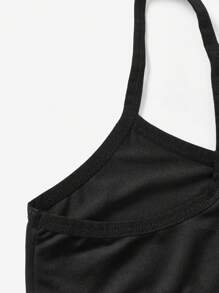 SHEIN Bộ 2 chiếc áo ngực thể thao dệt kim thoáng khí tối giản dành cho bé gái tuổi teen - màu đen - Xem 5