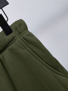 Manfinity Dauomo 2 sztuki męska jednokolorowa bluza z długim rękawem i ściągaczem z kapturem oraz spodnie dresowe, swobodny garnitur, jesień