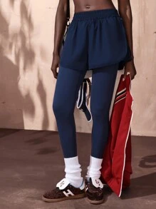 VARSITIE 女士海军蓝高腰紧身运动紧身裤 - 藏蓝色 - 查看 1