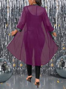 SHEIN Clasi 大码时尚亮片装饰夹克，适合秋季