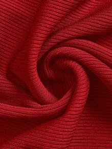 BASICS 2 piezas Vestido mini de punto con cuello polo y media cremallera de unicolor para mujer Vestidos de verano para mujer - Rojo - Ver 4