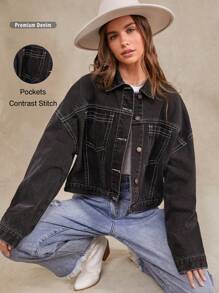 WESTFADE Premium Denim Cotton Workwear Jacket - Black - View 8