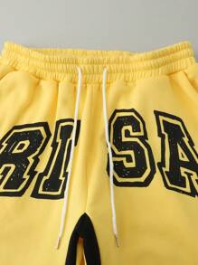 ROMWE MEN Street Life Men's Loose Hoodie & Pants Sweatsuit Tracksuit, Street Style - Yellow - View 7