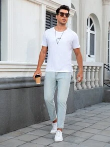 Manfinity Homme Jeans casuales de pierna recta y ajuste relajado para hombres con bolsillos