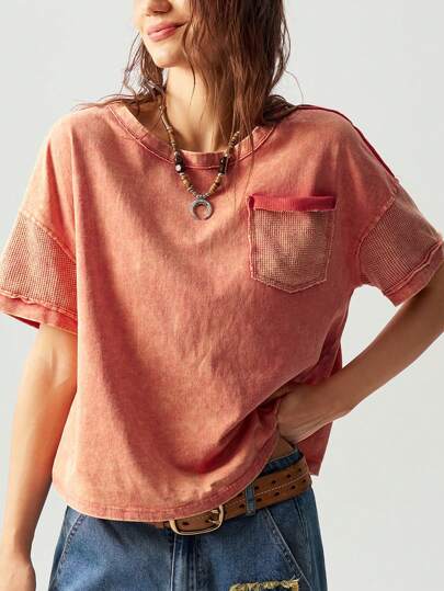 Bohemela 1 件女式休闲纯色针织圆领落肩长袖宽松上衣