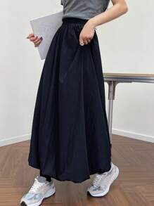 DAZY Women Simple Casual Daily Wear Skirt - Navy Blue - View 4