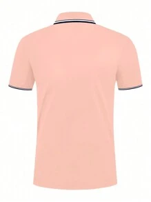 Manfinity Dauomo Áo thun polo tay ngắn thời trang công sở giản dị dành cho nam - Màu Hồng baby - Xem 2