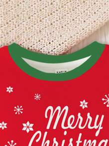 SHEIN Christmas Cute Cartoon Santa Claus, Gingerbread Man, Snowman, Christmas Tree, Snowflake, Hoho Pattern, Young Girl Casual Minimalist Red Festive Soft Cozy Long Sleeve Pants Pajama Set, Suitable For Autumn/Winter, Snug Fit, Christmas Girls Outfits, Christmas Young Girl Clothes, Christmas Pajama, Christmas Young Girl Pajamas, Girls Pajamas - Multicolor - View 4