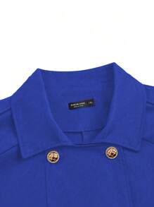 SHEIN Clasi 大码女式纯色长袖双排扣长款优雅风衣，秋季