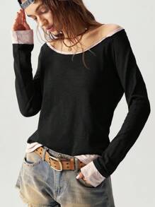 Bohemela Women's Fitted Contrast Color Design Raglan Sleeve Casual Jersey T-Shirt - Multicolor - View 9