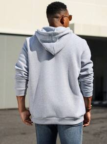 Manfinity Homme 1pc Men's Solid Color Drawstring Hoodie, Mature Casual Design, Autumn