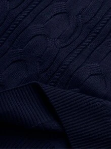 RueChic Men's Classic Cable Knit Sweater, Slim Fit - Navy Blue - View 6