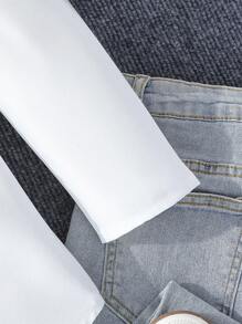 2pcs/Set Teen Girl Ribbed Shirt And Ribbed Elastic Waist Flared Pants Outfit - Green - View 8