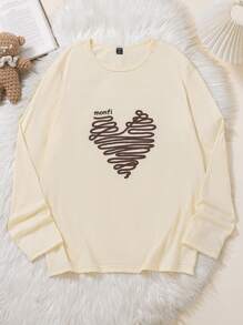 SHEIN Men's Round Neck Long Sleeve Printed Casual Pullover - Apricot - View 3