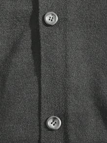 Manfinity VCAY Men's Letter And Heart Embroidery V-Neck Button Front Long Sleeve Cardigan - Grey - View 5