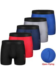 Set de 5 calzoncillos boxer briefs para niños/adolescentes con aberturas laterales, de malla transpirable y de secado rápido - Multicolor - Ver 1
