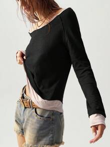 Bohemela Women's Fitted Contrast Color Design Raglan Sleeve Casual Jersey T-Shirt - Multicolor - View 5