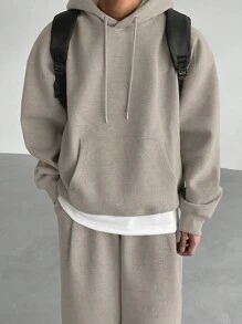 DAZY Men's Solid Color Hoodie & Sweatpants Casual Set, Autumn