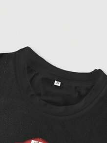 ROMWE MEN Street Life Men's Printed Portrait Design Tank Top, Suitable For Daily Wear In Spring And Summer, School, 2000s Style - Black - View 6