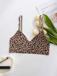 Bare Chapter Women's Leopard Print Wireless Bra, Cheetah Print Top