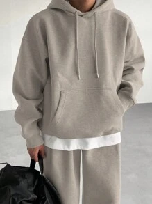 DAZY Men's Solid Color Hoodie & Sweatpants Casual Set, Autumn