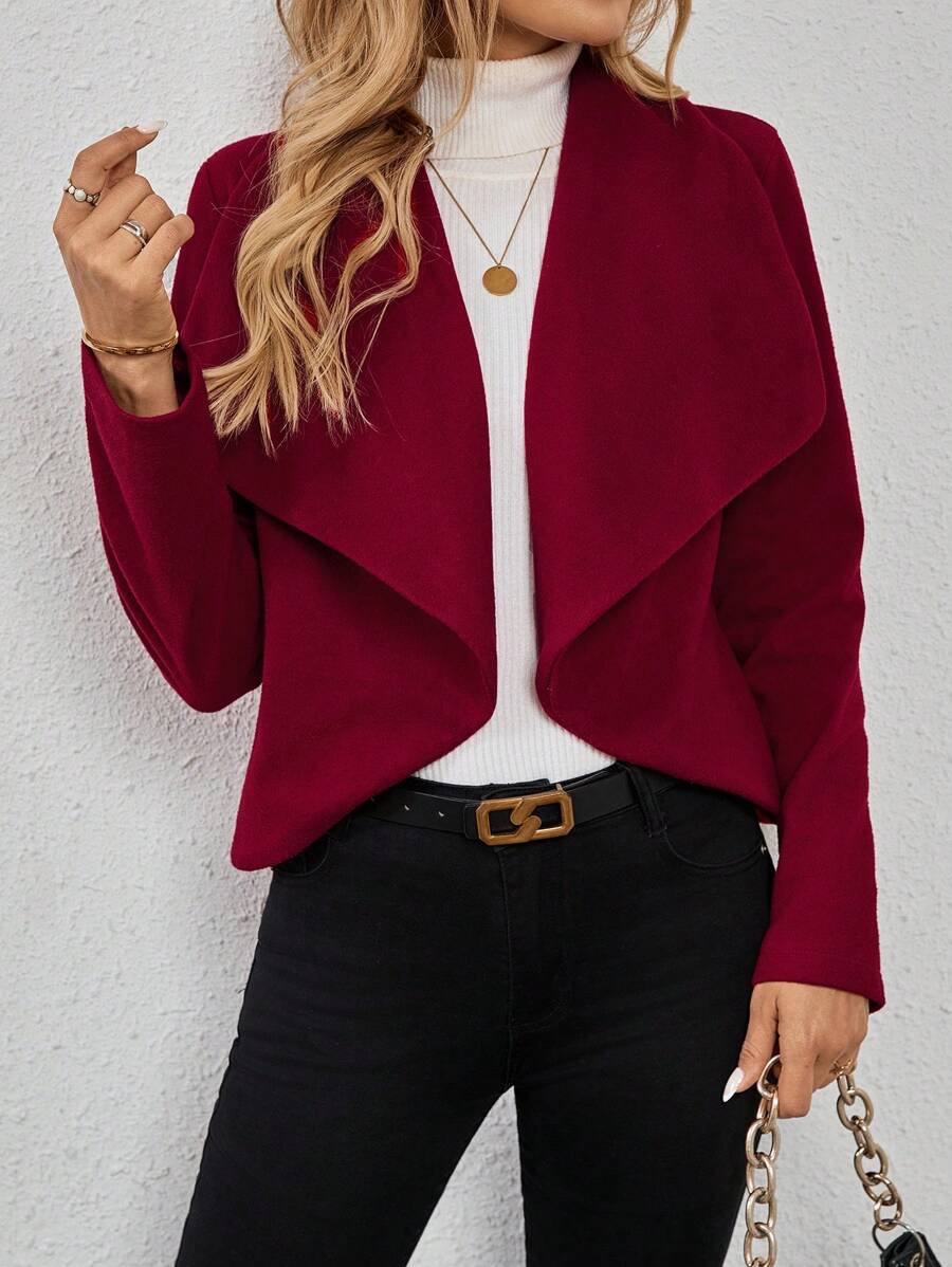 SHEIN Clasi 女士简约纯色休闲日常服装 - 酒紅色 - 查看 1