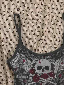 Attitoon Women Casual Sexy Skull Print Camisole Tank Top, Suitable For Summer