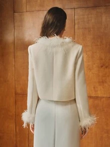 MOTF PREMIUM WOOL CONTRAST FUZZY TRIM COAT - Apricot - View 8