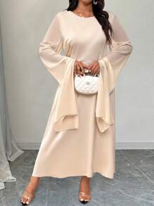 SHEIN Clasi Robe longue élégante de couleur champagne pour femmes, pour l'automne