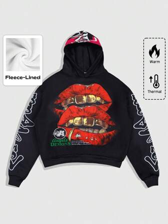Street Life Herren Lässig Hoodie Sweatshirt mit Hip-Hop Muster