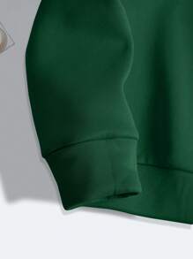 INAWLY Heart Design And Letter Print Women Long Sleeve Crew Neck Sweatshirt, Casual For Autumn/Winter - Dark Green - View 5