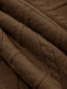 Dazy Kids 年轻女孩纯色圆领长袖简约运动衫和裤子休闲装 - 棕色 - 查看 6