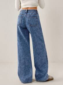 Forever 21 Jeans droits polyvalents casual de couleur unie pour femmes - Bleu azur - Voir 4