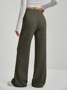 SHEIN Tall Quần dài phong cách ngày lễ thường ngày in họa tiết sọc dành cho nữ - xanh quân đội - Xem 2