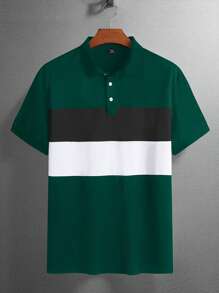 Manfinity Homme 大码男式撞色纽扣休闲百搭短袖 Polo 衫