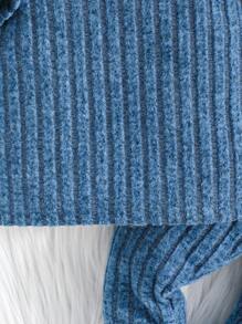 2pcs Baby Girl Spring/Autumn Solid Color Round Neck Long Sleeve Top And Solid Color Pants, Thin Casual Comfortable Set - Blue - View 7