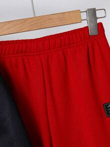 2 件套青少年男孩休闲街头装字母印花连帽运动衫和纯色弹性腰带裤针织两件套服装