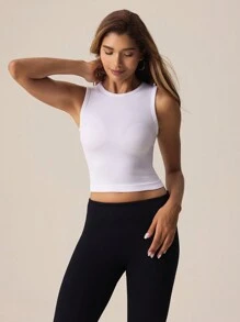 Lifespree Débardeur blanc sportif dos nu pour femme, design minimaliste unicolore, casual et  pour un usage quotidien