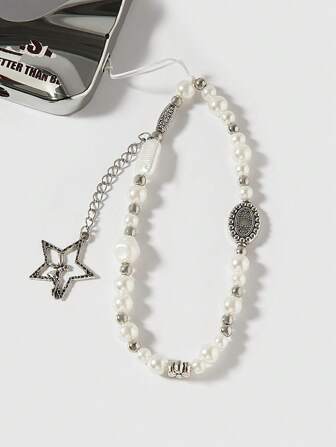 Kawaii 1pc White Star Bracelet/Phone Lanyard, Minimalist & Fashion