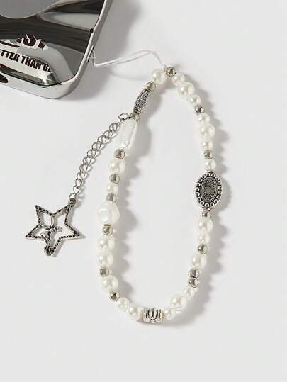 Kawaii 1 حبة سوار/شريط هاتف بشكل نجمة بيضاء، بسيط وعصري