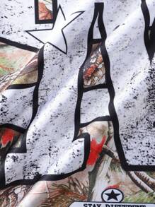 ROMWE MEN Street Life 男士树枝迷彩干木迷彩长袖平纹运动 T 恤，街头服饰 - 橘色 - 查看 3