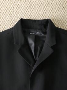 Manfinity VCAY 2pcs Slim Fit Men's Woven Casual Suit Set, Suitable For Office - Black - View 4