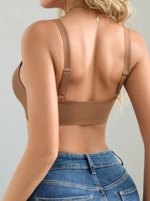 1 件装 无缝简约波浪边纯色无钢圈聚拢全罩杯女士文胸