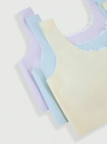 3pcs Girls Cute Pattern Blue & Lilac Skin-Friendly Breathable Camisole Set - Multicolor - View 3