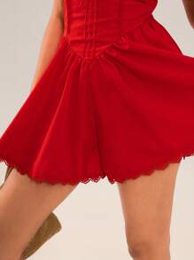 SHEIN SXY Vestido de fiesta, mono de princesa de encaje rojo