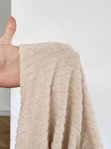 SHEIN EZwear Bộ đồ liền thân xoắn quả mơ cỡ lớn thường ngày, quần áo mùa thu, mùa đông cho phụ nữ - Màu be - Xem 8
