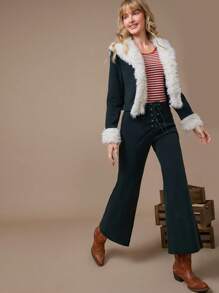 WESTFADE High Rise Lace Up Bow Cropped Flared Pants Western Nashville Outfits